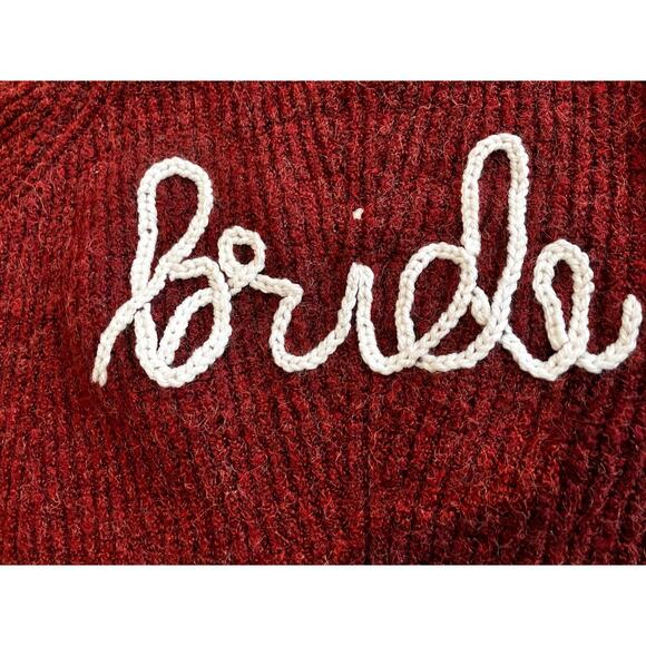 LOFT Outlet Women’s Sweater Medium Maroon Bride Script Knit Pullover - Picture 2 of 8